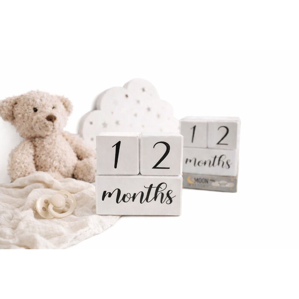 Moon and Stars Baby Milestone Blocks Months Photo Prop Shower Gift Decor